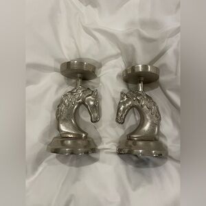 Silver Horse Head Candle Holders